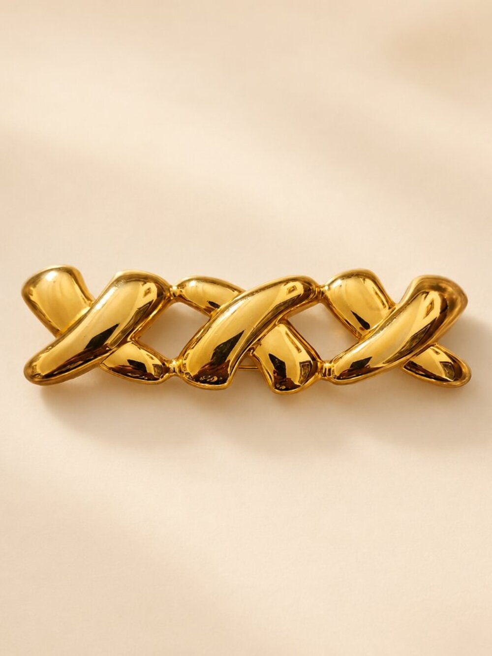 💎 Polished Gold Ribbon VINTAGE Statement Brooch 💎